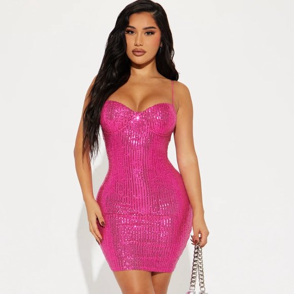 Fashion Nova Dresses & Skirts - 🌟 Fashion Nova Zoe Sequin Mini Dress - Fuchsia - NWT 🌟